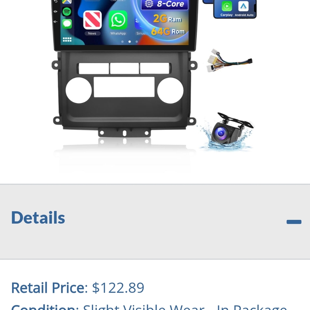 8-Core Car Stereo Receiver with Camera - Black